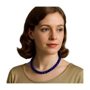Vintage royal blue facetted glass choker.